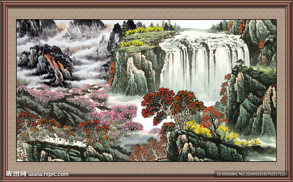 瀑布风景画