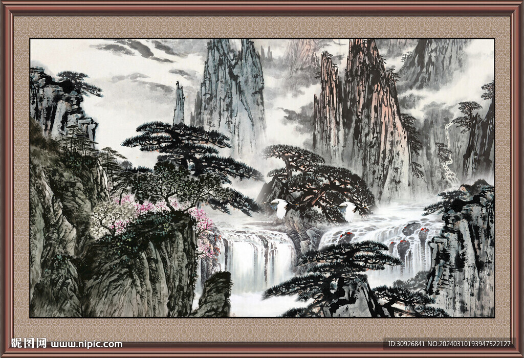 长幅国画山水 