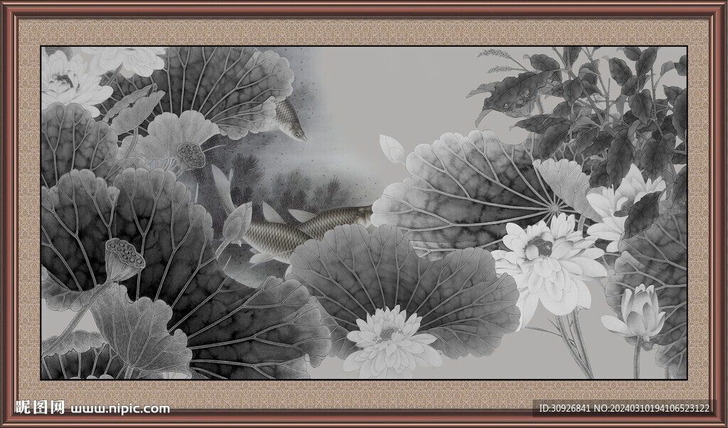国画荷花 