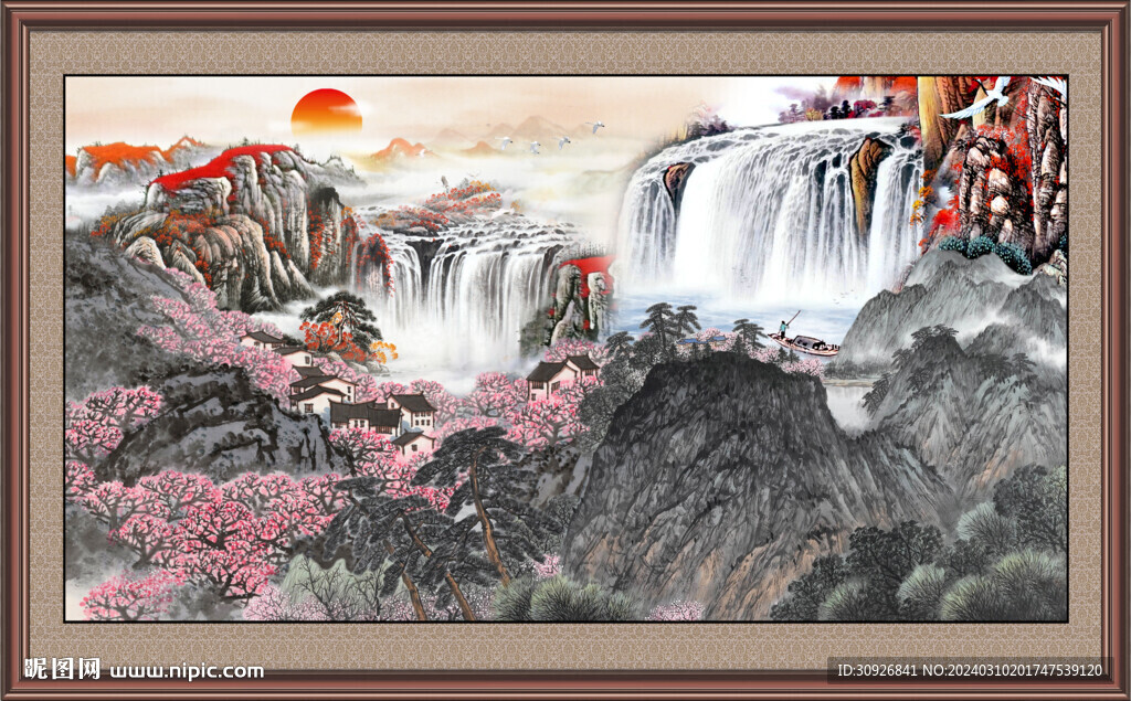 长幅国画山水 