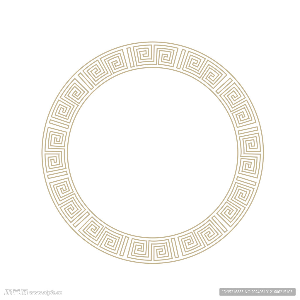 国风中式几何花纹圆环矢量图