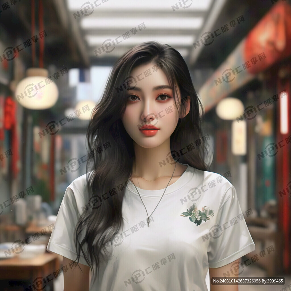 穿白色短袖恤女