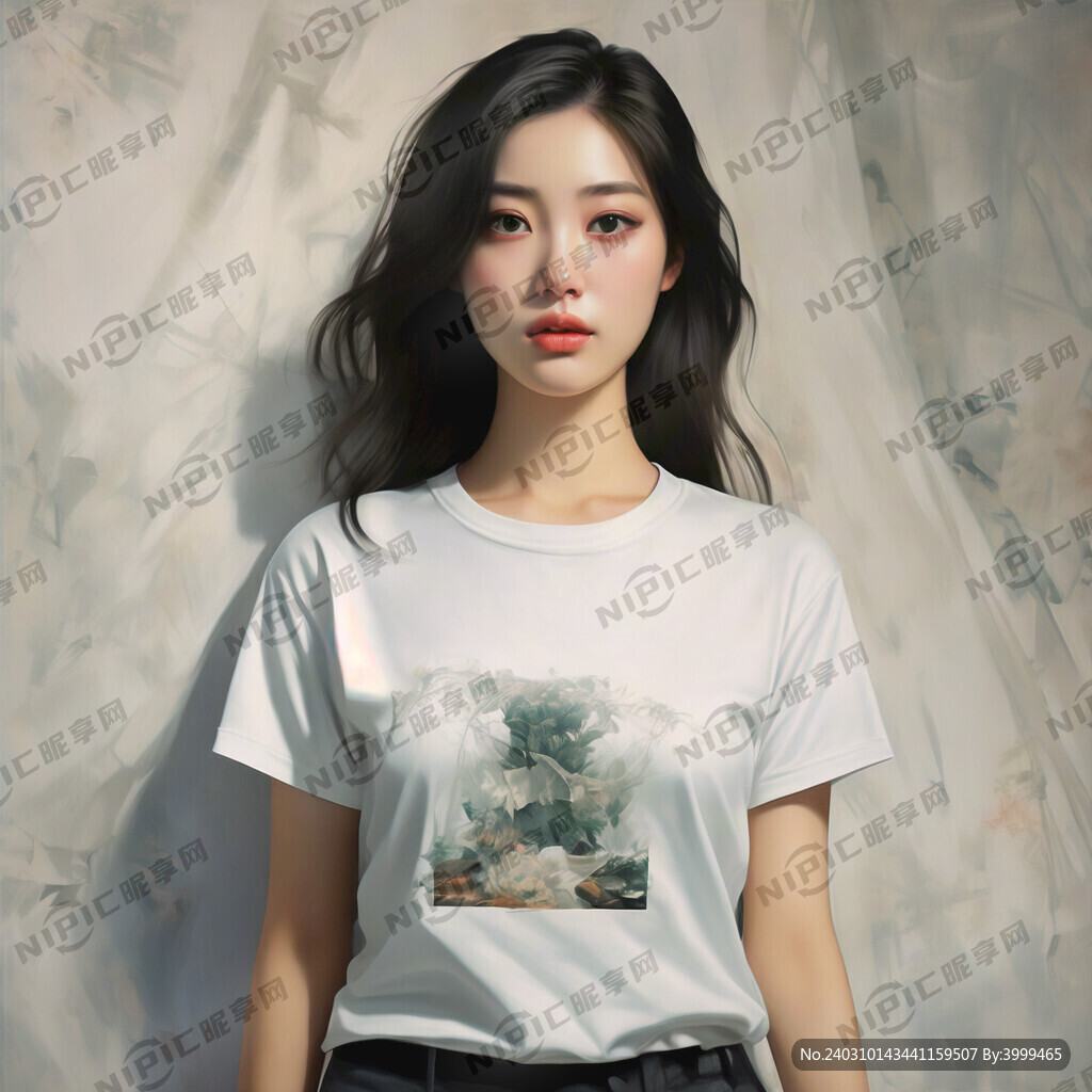 穿白色短袖恤女