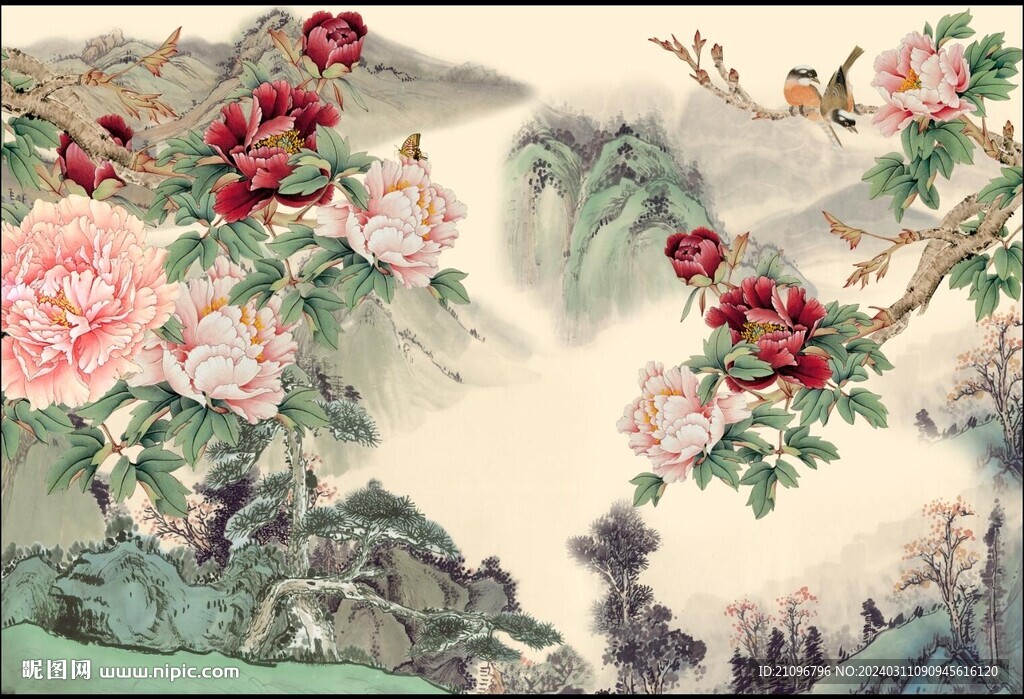 国画牡丹 