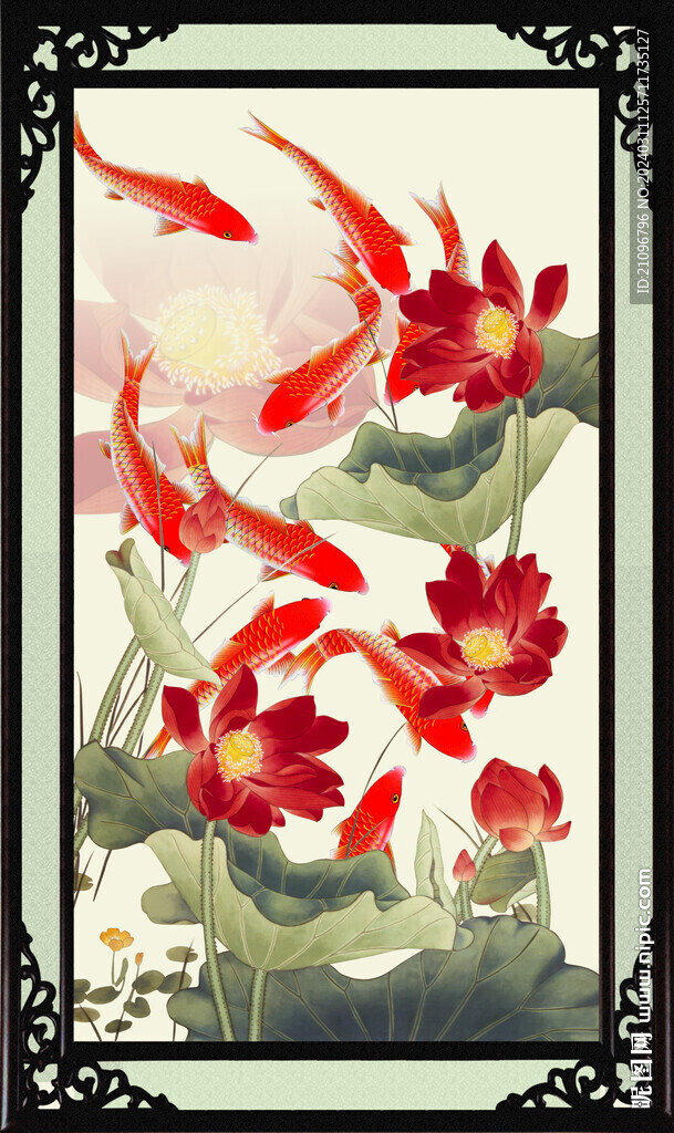 荷花国画 