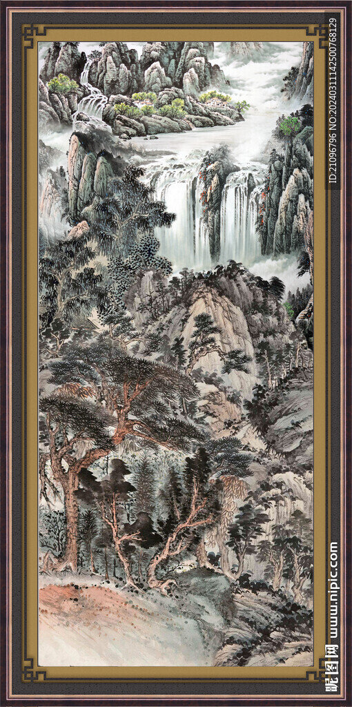 竖幅山水画 