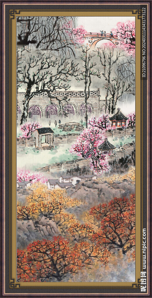 竖幅山水画 
