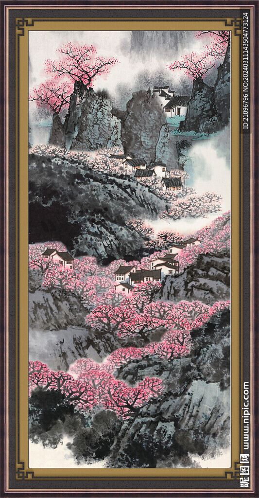 竖幅山水画 
