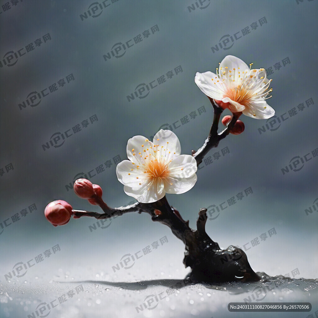一枝梅花 洁净 晶莹剔透