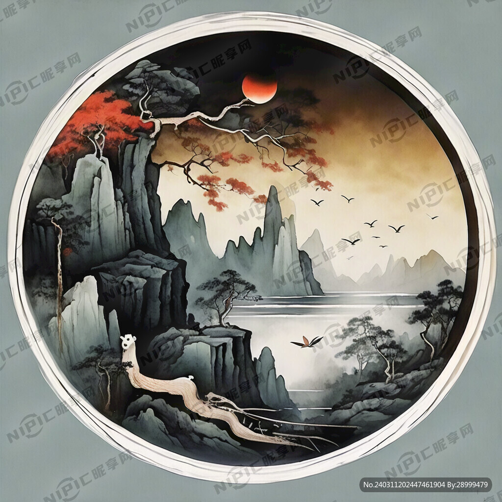 新装饰画简单山水画