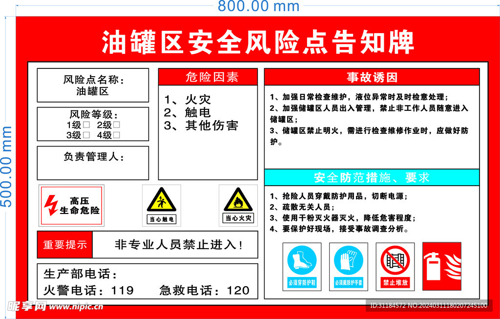 油罐区安全风险点告知牌