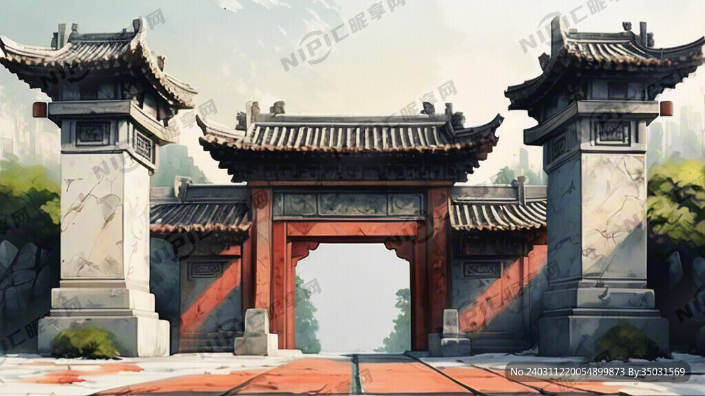 仿古牌坊 白色石材 简单一点