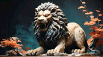 中国传统古代狮子雕塑，石材