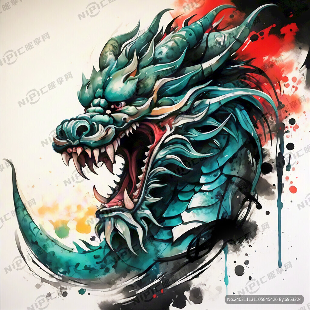 中国风 中国龙 青色的龙 精致