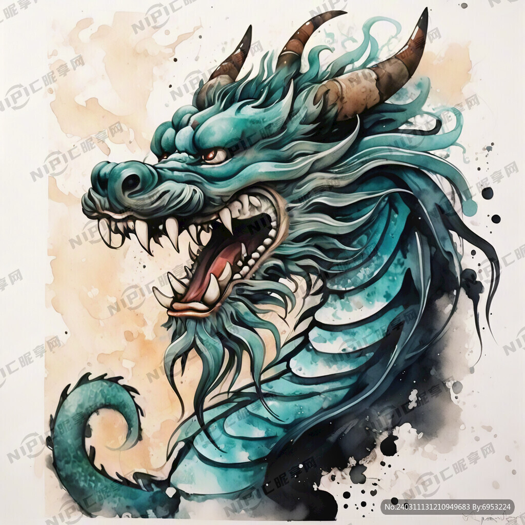 中国风 中国龙 青色的龙 精致