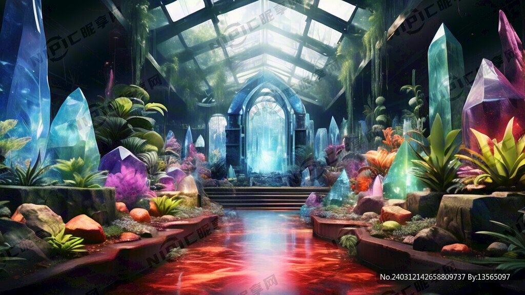 赛博炫彩水晶植物园