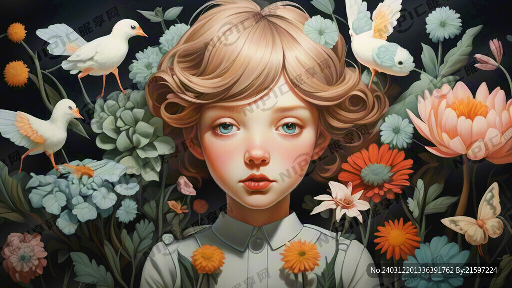 插画铺满小花朵