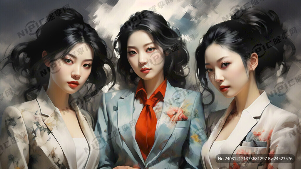三个身穿西装的女人抱在一起