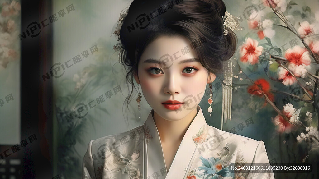 穿着中国传统婚服的女人