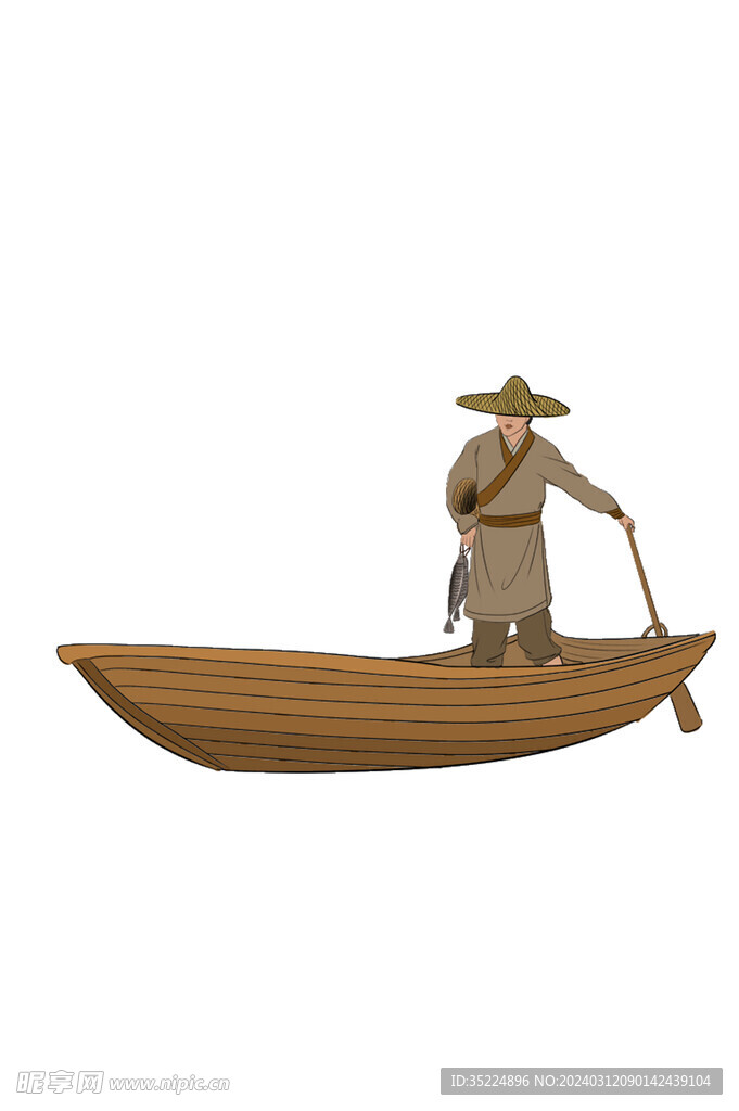 古人划船