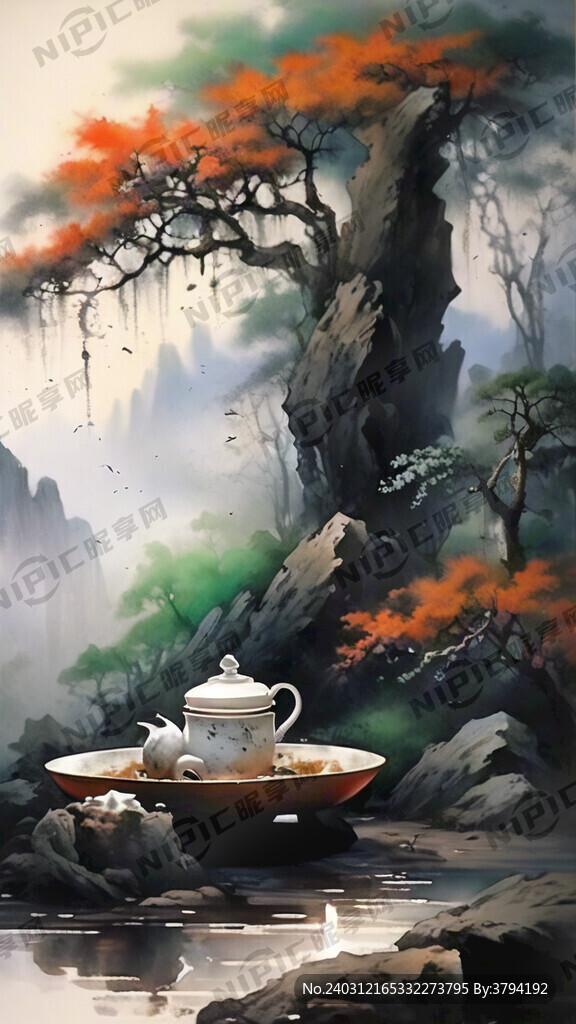 中国画 诗意 茶壶 二次元