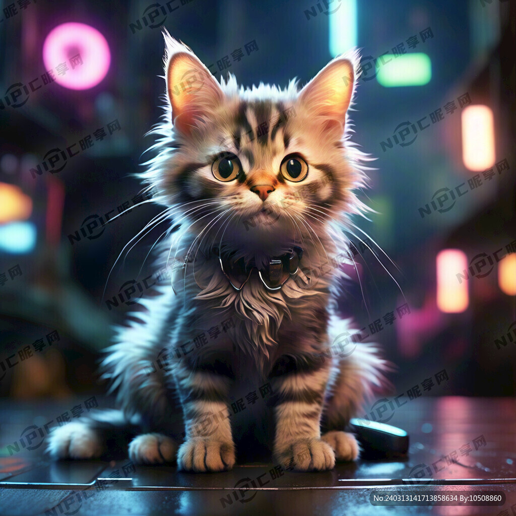猫 赛博朋克 可爱 透明 高清