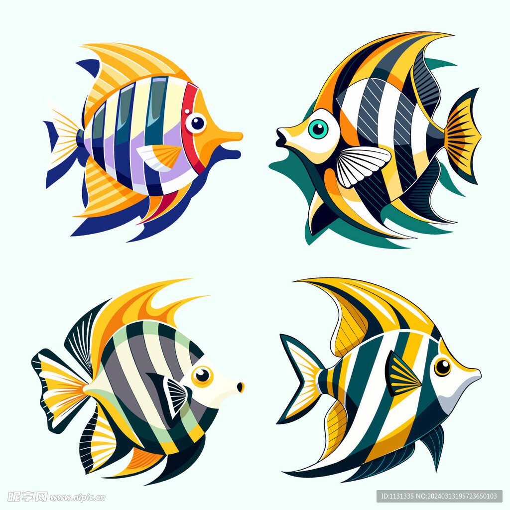 矢量卡通动物设计元素海洋鱼类