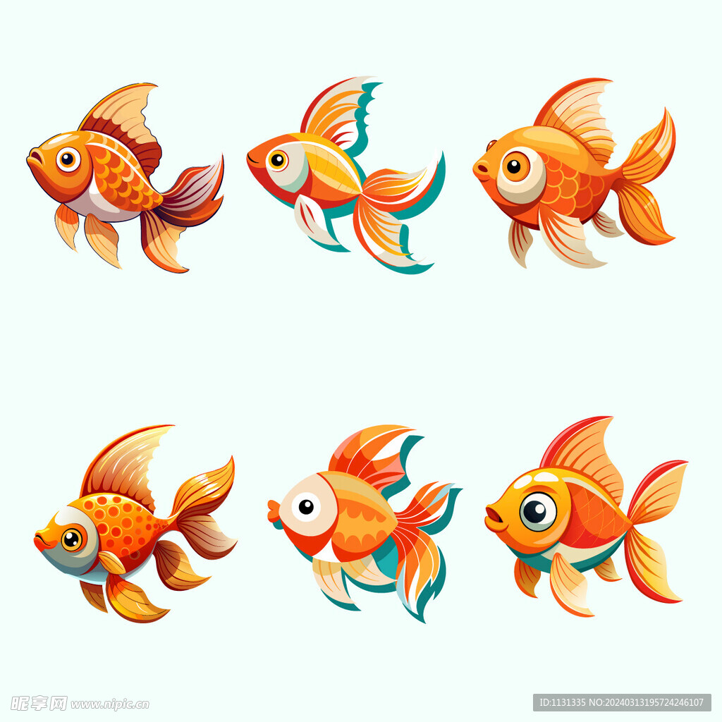 矢量卡通动物设计元素金鱼