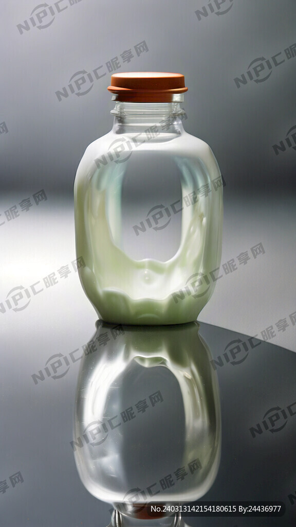 浅灰色背景色 塑料高牛奶瓶