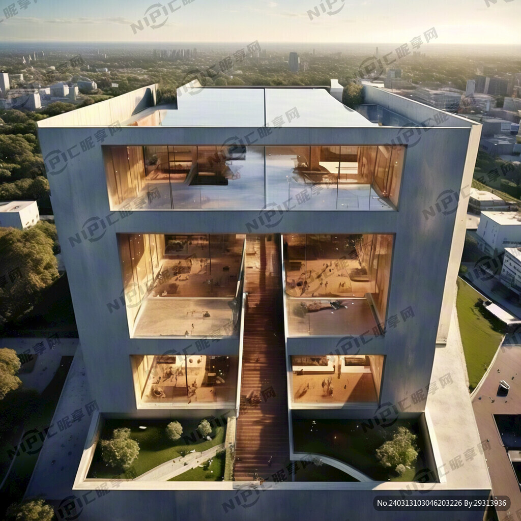 俯视鸟瞰图 两层建筑外观