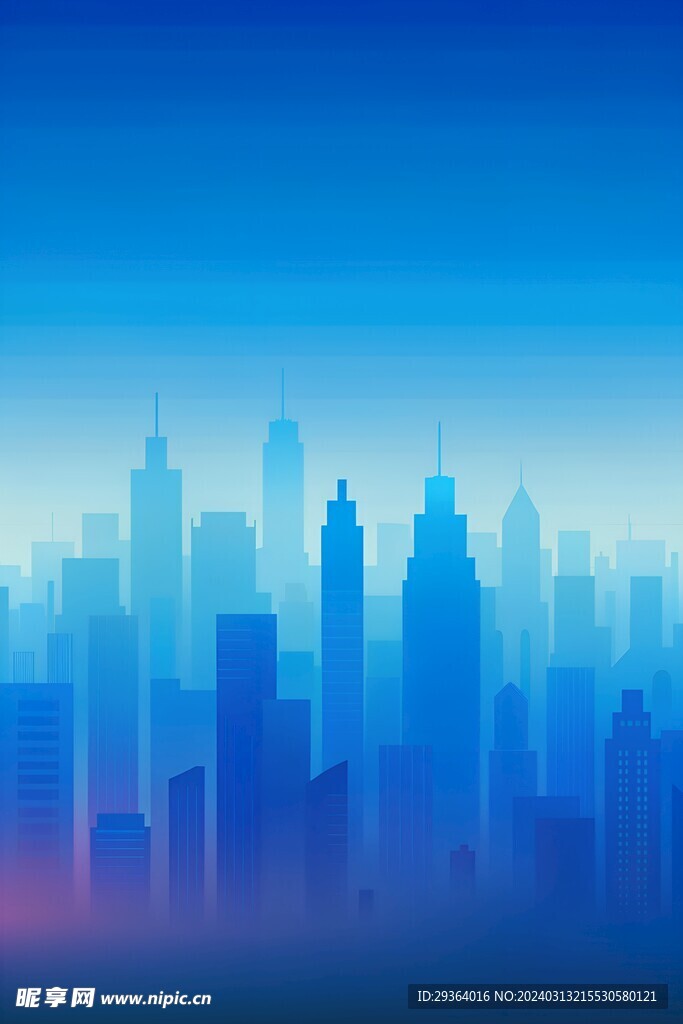 蓝色渐变城市建筑未来