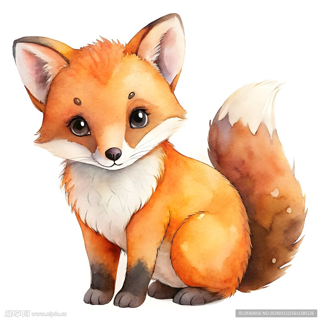 狐狸水彩画