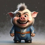 帅气可爱耍酷天蓬元帅猪八戒笑着的卡通