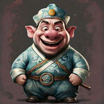 帅气可爱耍酷天蓬元帅猪八戒笑着的卡通