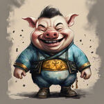 帅气可爱耍酷天蓬元帅猪八戒笑着的卡通