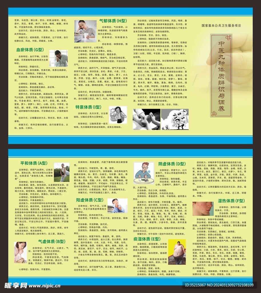 中医九种体质辨识与调养四折页