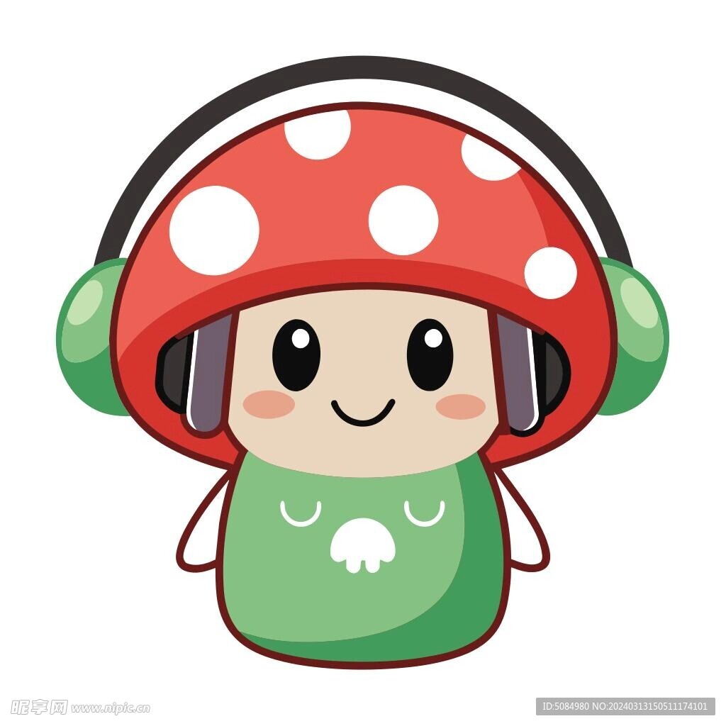戴耳机听音乐的蘑菇