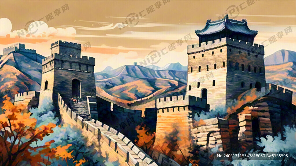 横板国画长城