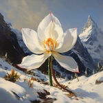 画一朵雪莲花，傲立雪山之巅，洁白的花瓣一层叠一层，映衬朝阳，雪漫大地。