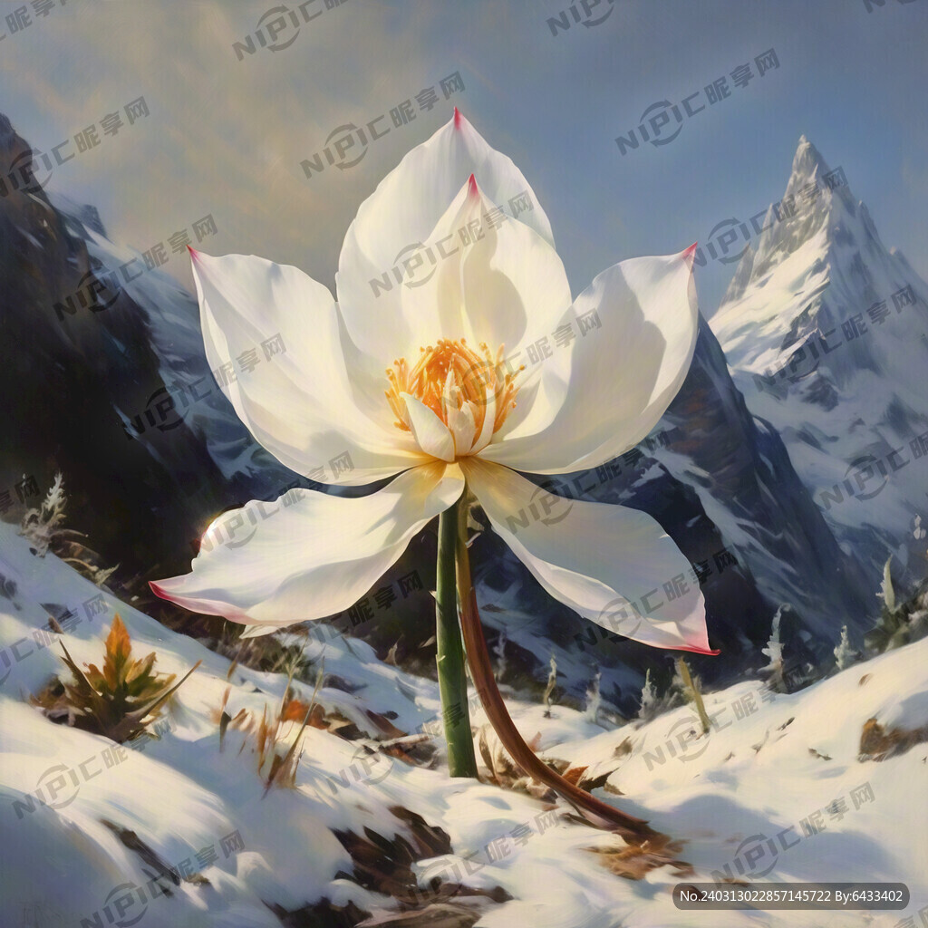 画一朵雪莲花 傲立雪山之巅