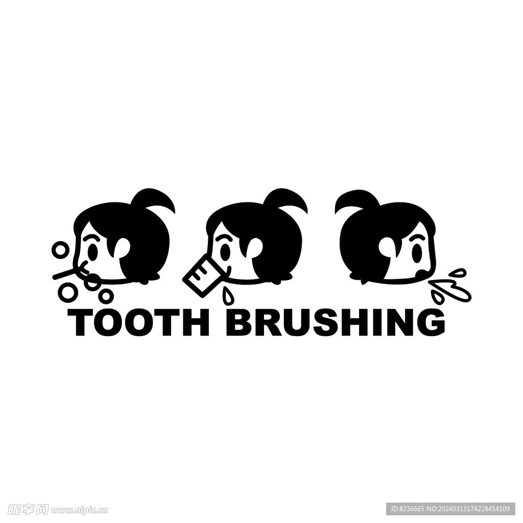 卡通人 刷牙过程