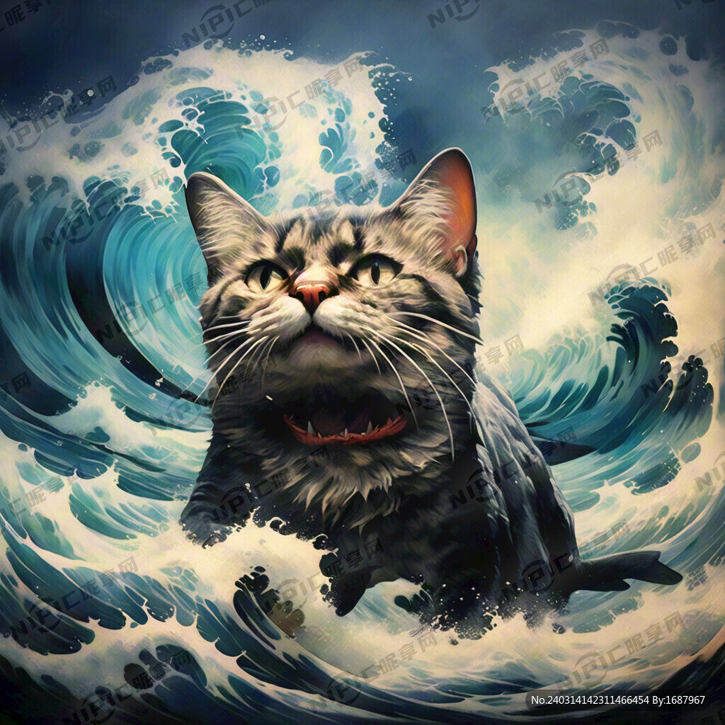 鲨鱼 猫 海浪 深海