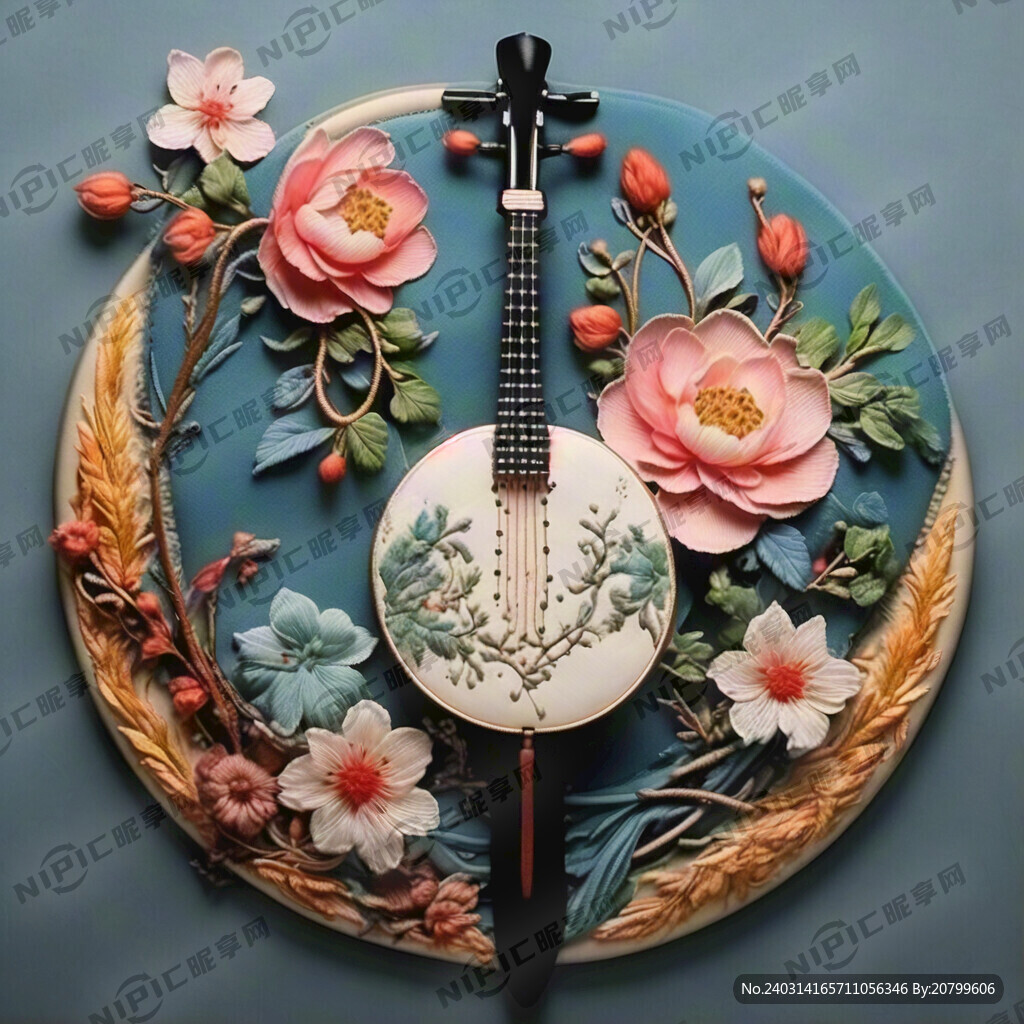 中国风刺绣 琵琶扣