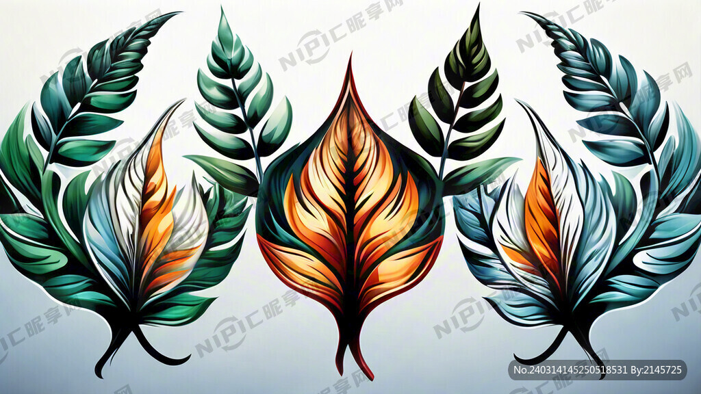 3大片叶子 矢量风格