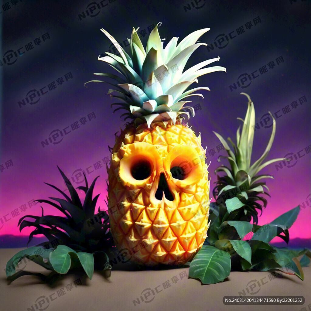 霓虹效果 简笔画 菠萝