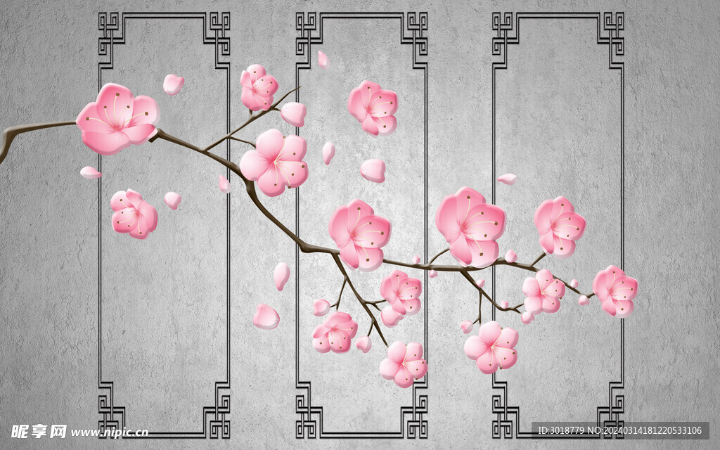          新中式背景墙