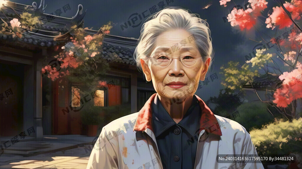 奶奶 夕阳 院前