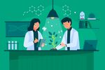 植物学家研究场景人物插画