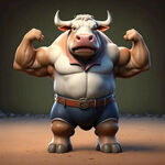 牛 强壮 3D卡通 站立