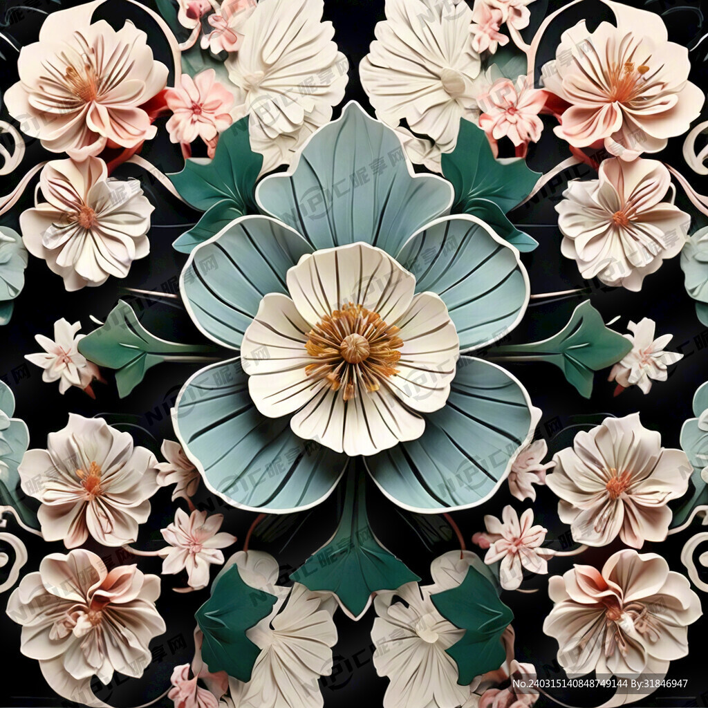 平面图设计 宋代风格 花朵花瓣